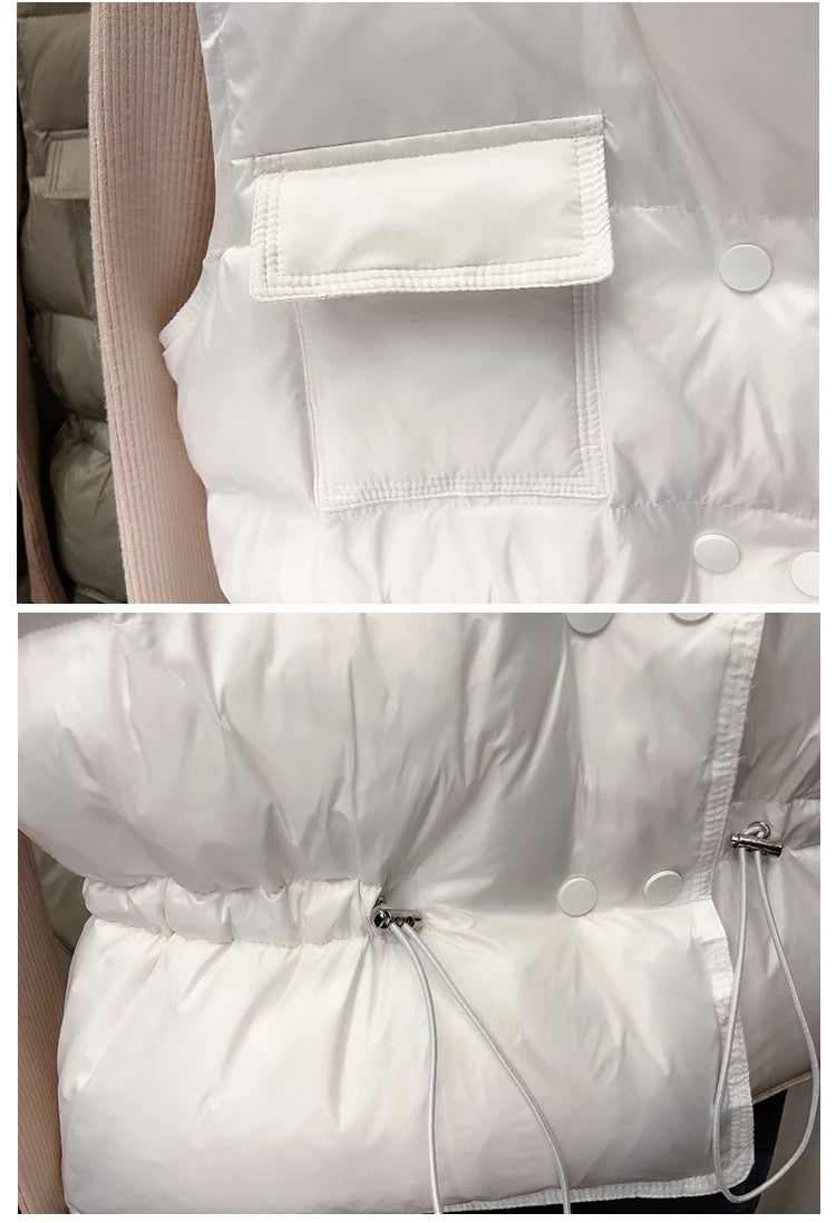 Chaleco Ultraligero de Plumas para Mujer 2025 – Chaleco Corto sin Mangas a Prueba de Viento con Relleno de Plumón de Pato Blanco