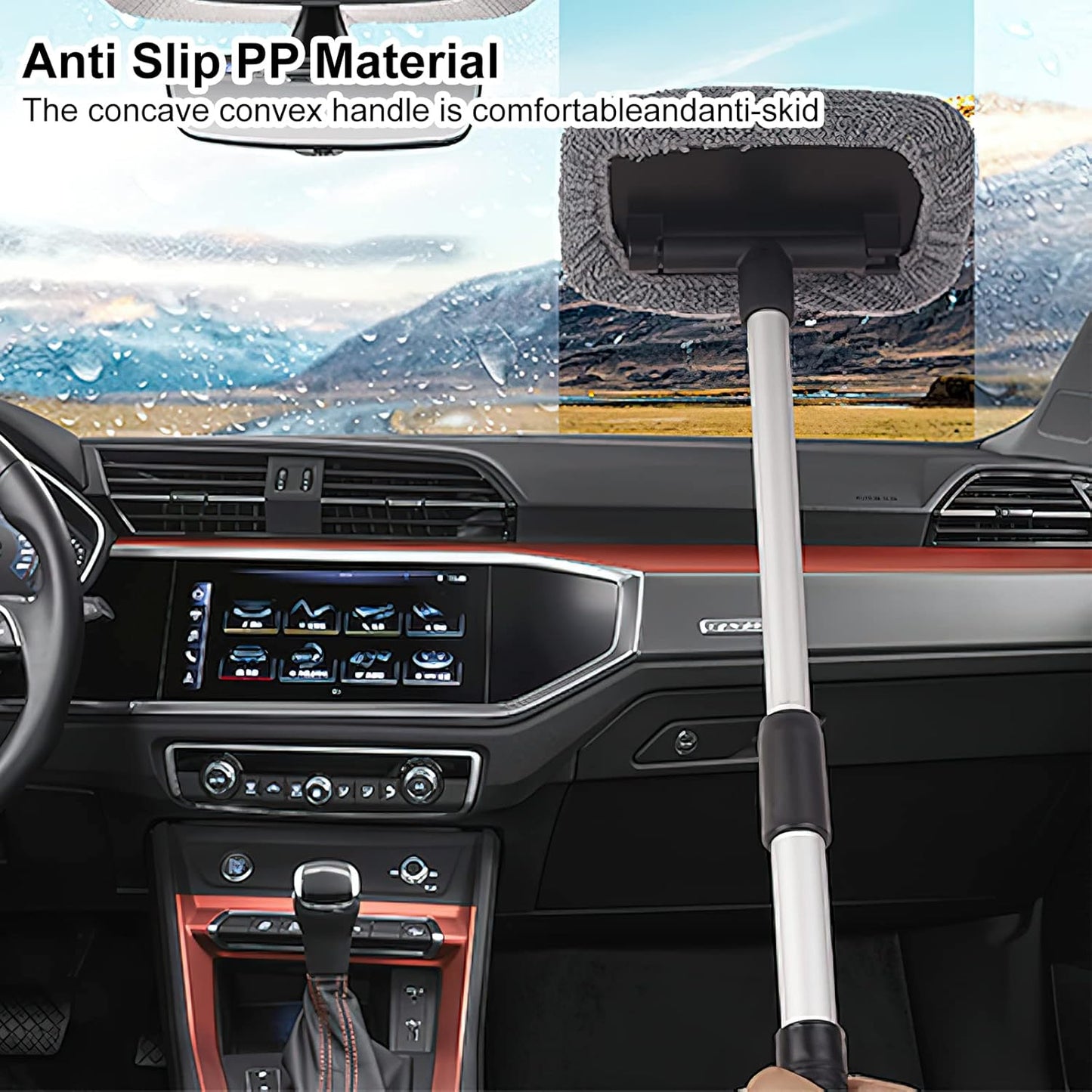 Cepillo Limpieza Coche Cepillo Lavar Coche Telescópico Extraíble, Limpieza Coche Exterior Limpiador Parabrisas Con 180 Manija Giratoria, Kit Limpieza Coche Incluye 4 Limpiar Coche Almohadillas