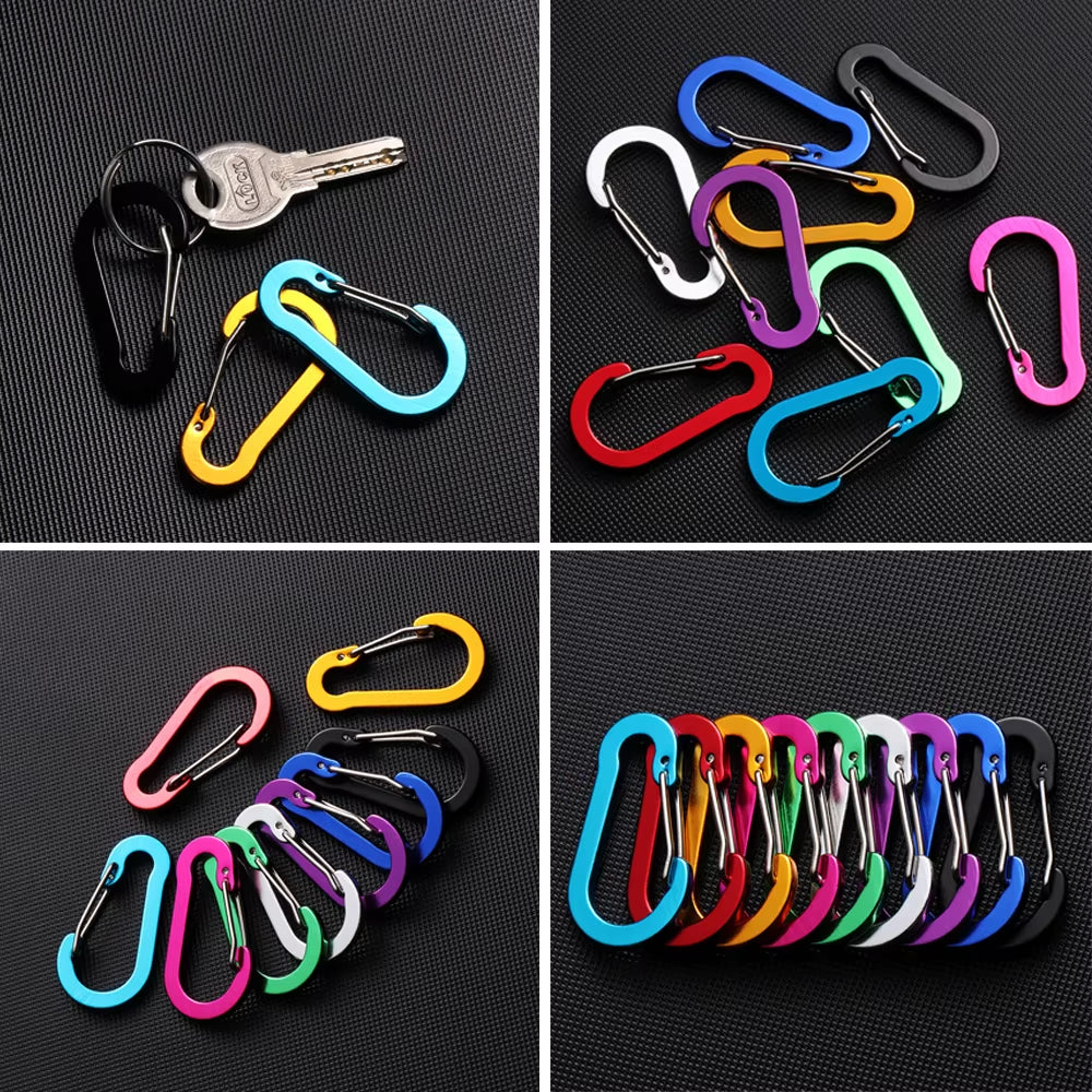 5 Pcs Keychain Lock Buckle Outdoor Tools Carabiner Backpack Camping Climbing Booms Multi-Use Fishing Hook Snap Clip
