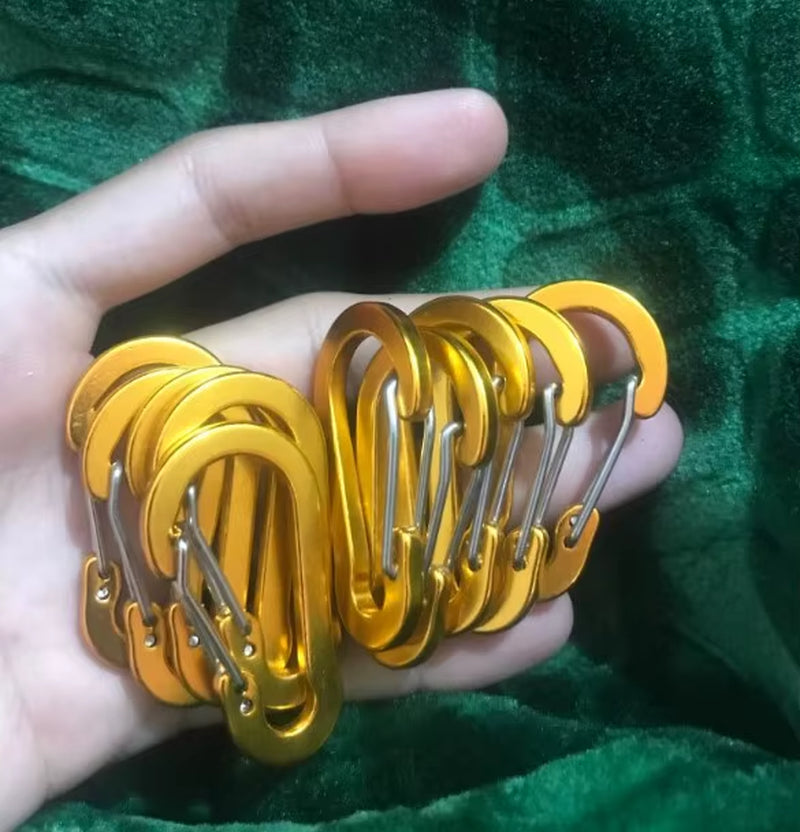 5 Pcs Keychain Lock Buckle Outdoor Tools Carabiner Backpack Camping Climbing Booms Multi-Use Fishing Hook Snap Clip