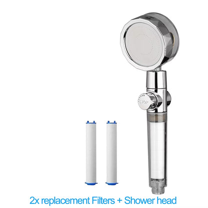 New 2021 Dropshipping Propeller Driven Shower Head with Stop Button Shower Head with Fan High Pressure Handheld Shower Nozzle