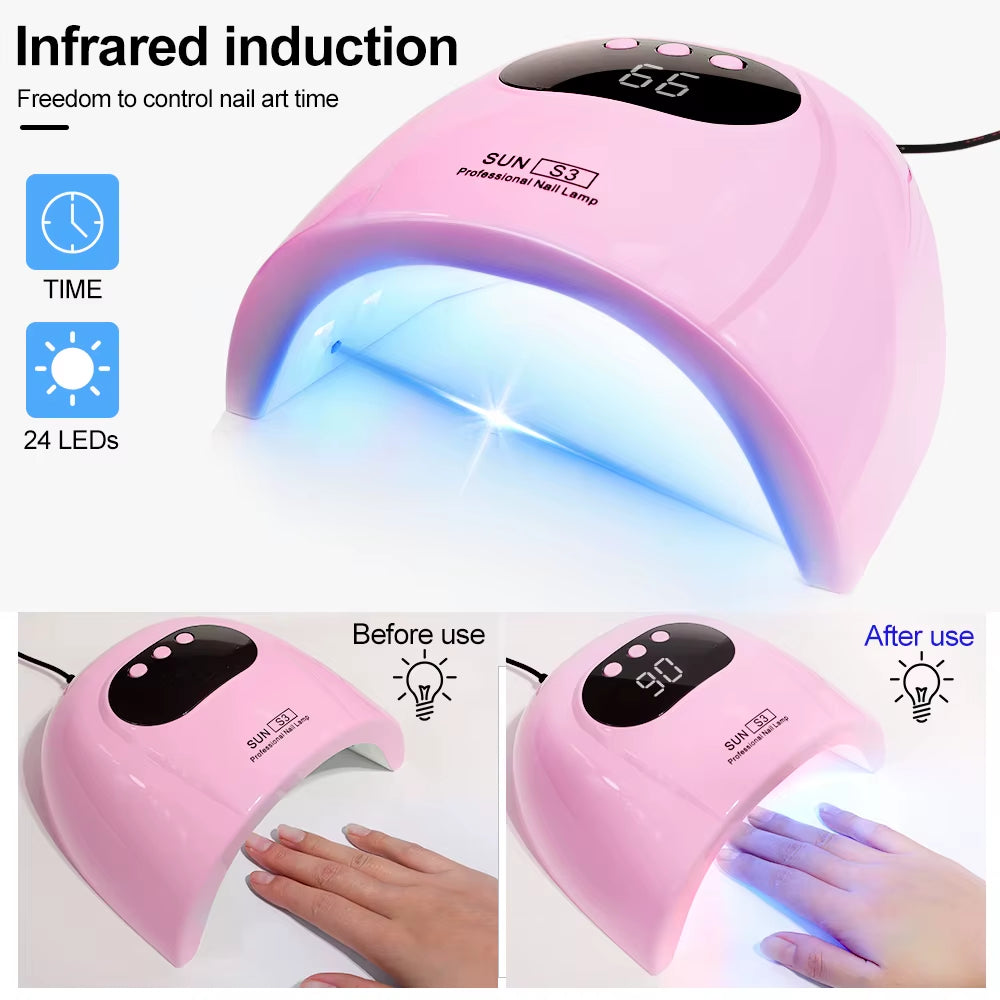 24/6 LED UV Lamp for Nails Gel Polish Drying with LED Display and Motion Sensing Professional Manicure Lamp Dryer Home Use Tool