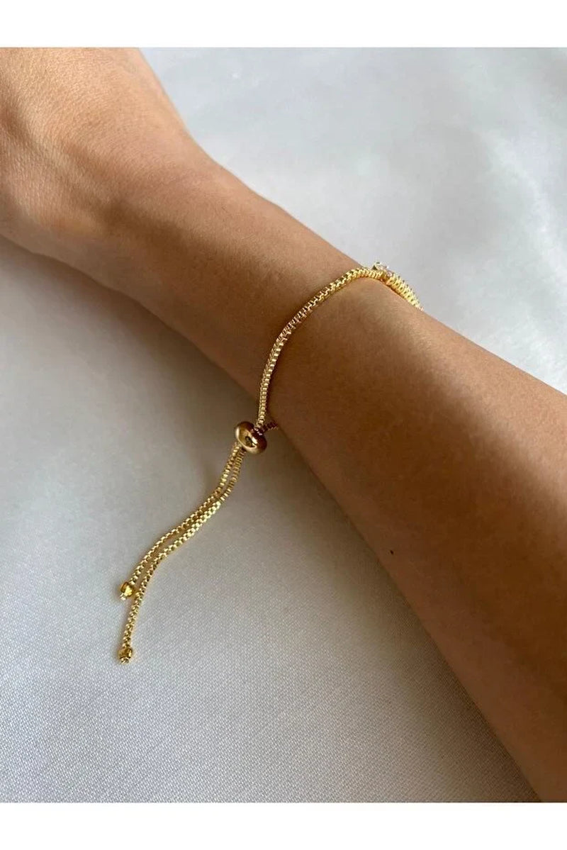 Baguette Zircon Adjustable Bracelet Elegant Minimal Sparkle Fashion Jewelry Gift for Her