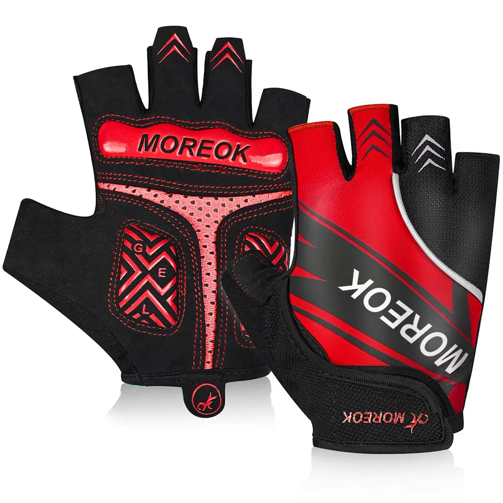 MOREOK Cycling Gloves Half Finger Bike Gloves 5MM Pads Bicycle Gloves Shock-Absorbing Mountain Bike Gloves Anti-Slip MTB Gloves