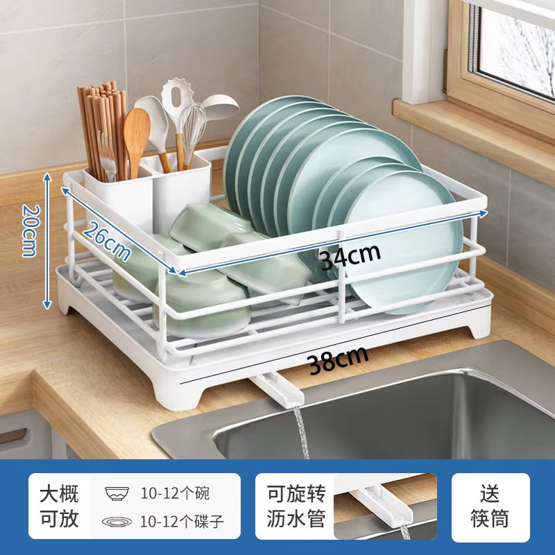 Dish Drying Rack with Drainboard Dish Storage Racks with Removable Utensil Holder and Knife Slots Dish for Kitchen Sink Drainer