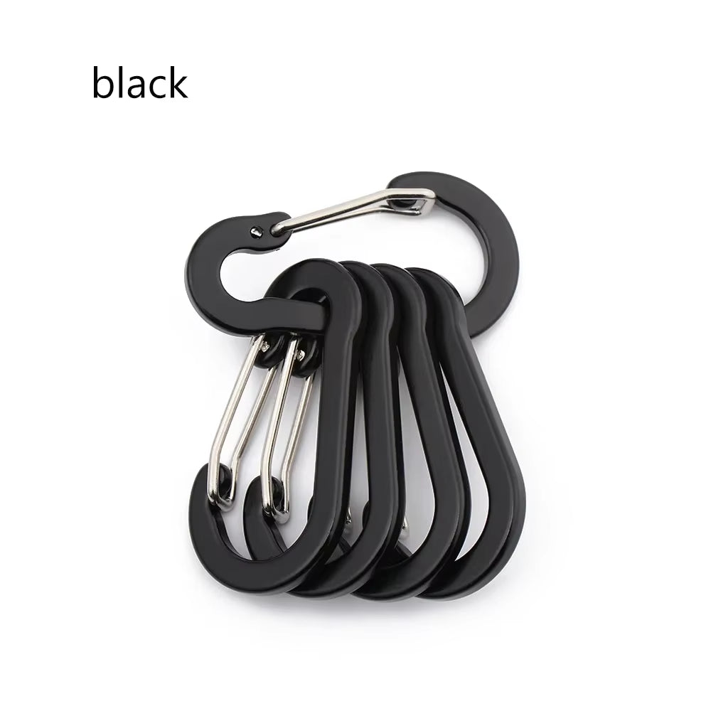 5 Pcs Keychain Lock Buckle Outdoor Tools Carabiner Backpack Camping Climbing Booms Multi-Use Fishing Hook Snap Clip