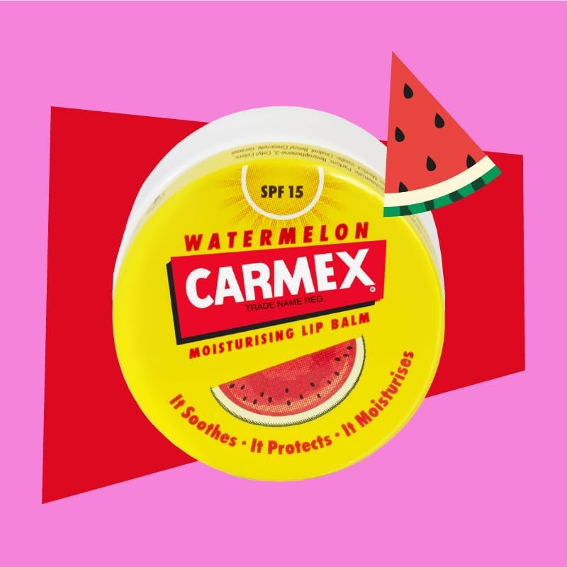 Carmex Bálsamo Labial SPF15, Tarro Sandía, 7,5G. Hidrata, Protege, Repara, Calma Y Suaviza Los Labios.