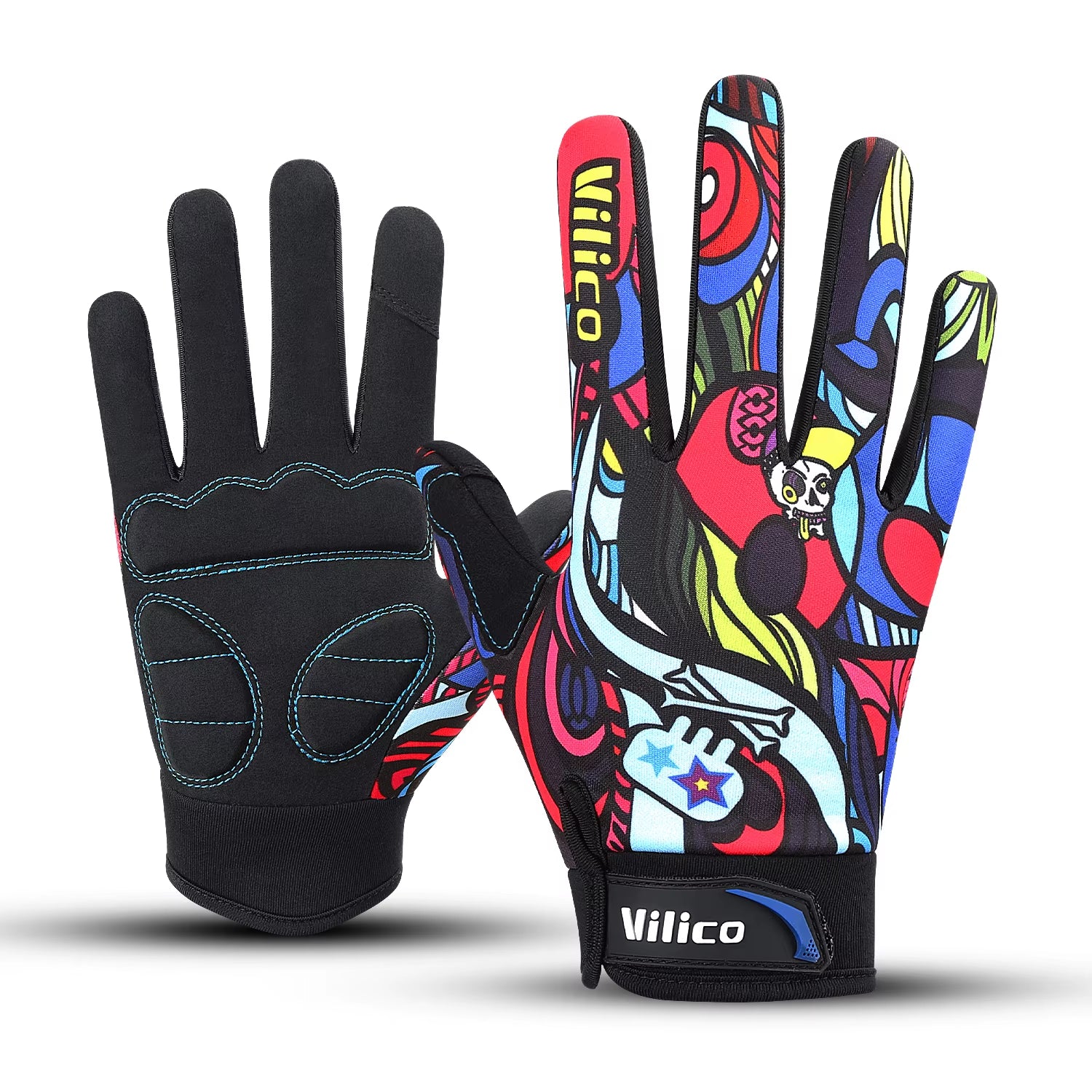 Wholesale Print Cycling Gloves Bike Bicycle Sports Full Finger Hiking Gloves Mesh GEL Winter Gloves Women