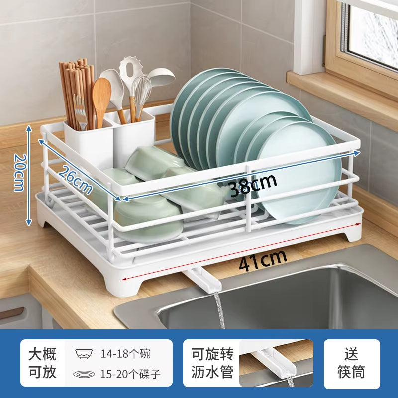 Dish Drying Rack with Drainboard Dish Storage Racks with Removable Utensil Holder and Knife Slots Dish for Kitchen Sink Drainer