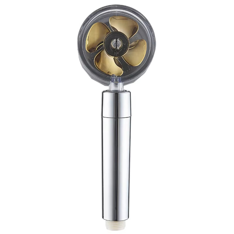 New 2021 Dropshipping Propeller Driven Shower Head with Stop Button Shower Head with Fan High Pressure Handheld Shower Nozzle