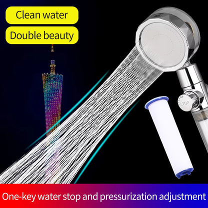 New 2021 Dropshipping Propeller Driven Shower Head with Stop Button Shower Head with Fan High Pressure Handheld Shower Nozzle