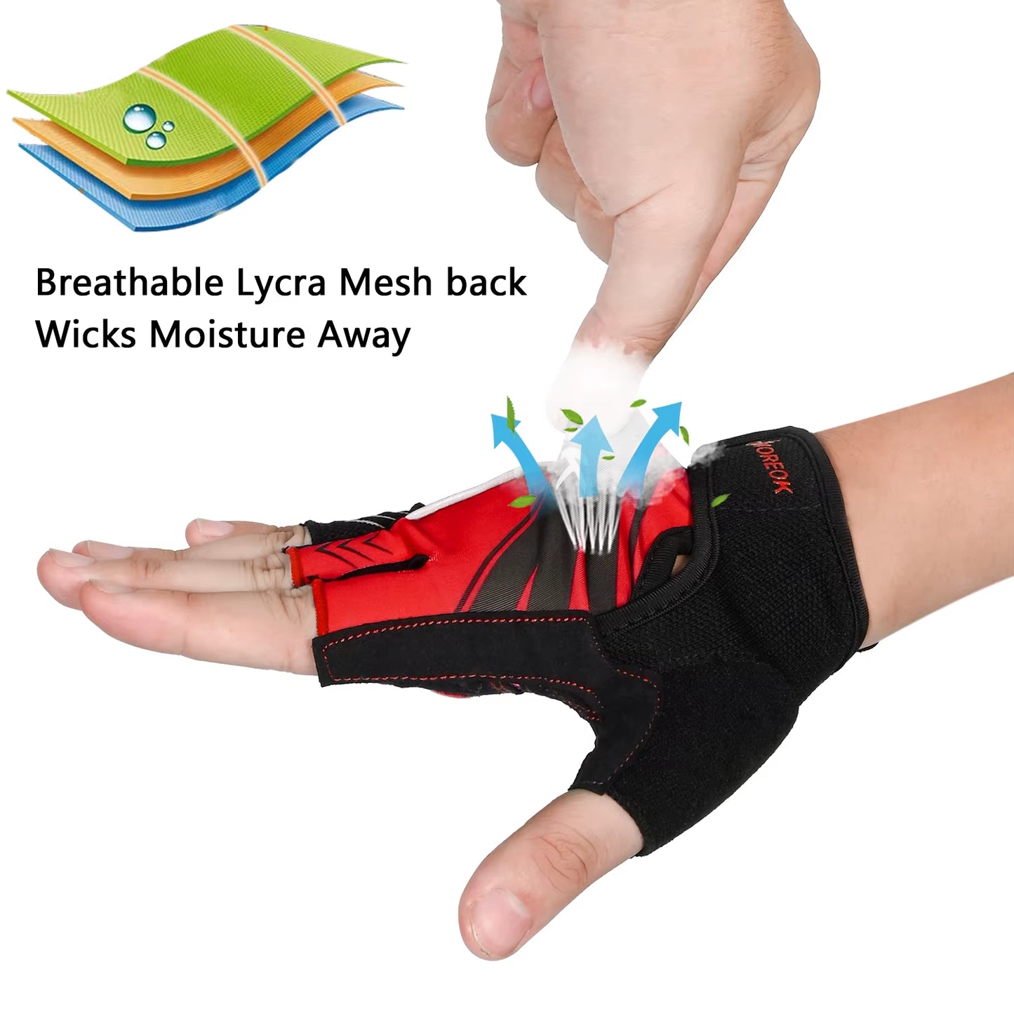 MOREOK Cycling Gloves Half Finger Bike Gloves 5MM Pads Bicycle Gloves Shock-Absorbing Mountain Bike Gloves Anti-Slip MTB Gloves