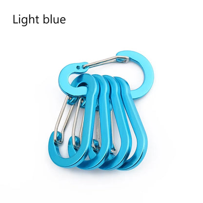 5 Pcs Keychain Lock Buckle Outdoor Tools Carabiner Backpack Camping Climbing Booms Multi-Use Fishing Hook Snap Clip