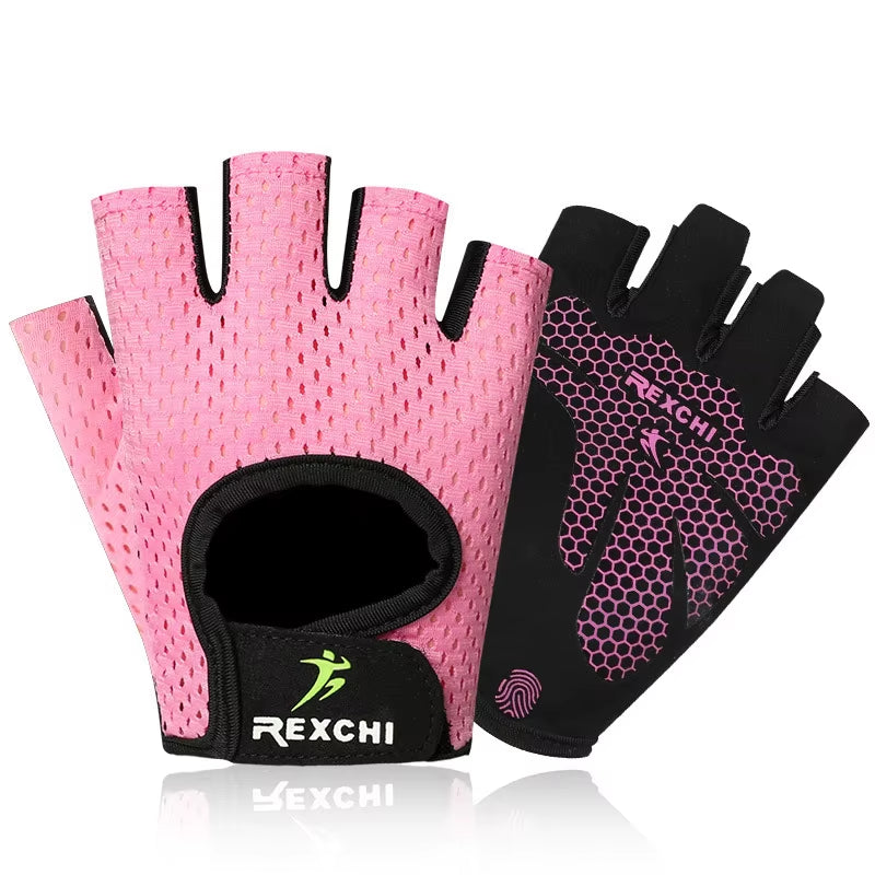 Summer Women Men Silicone Non-Slip Sweat-Proof Breathable Fitness Sports Outdoor Bike Half-Finger Gloves Gym Power Bicycle Glove