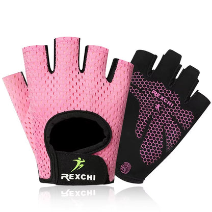 Summer Women Men Silicone Non-Slip Sweat-Proof Breathable Fitness Sports Outdoor Bike Half-Finger Gloves Gym Power Bicycle Glove
