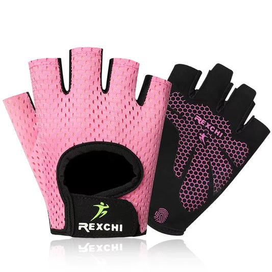 Summer Women Men Silicone Non-Slip Sweat-Proof Breathable Fitness Sports Outdoor Bike Half-Finger Gloves Gym Power Bicycle Glove