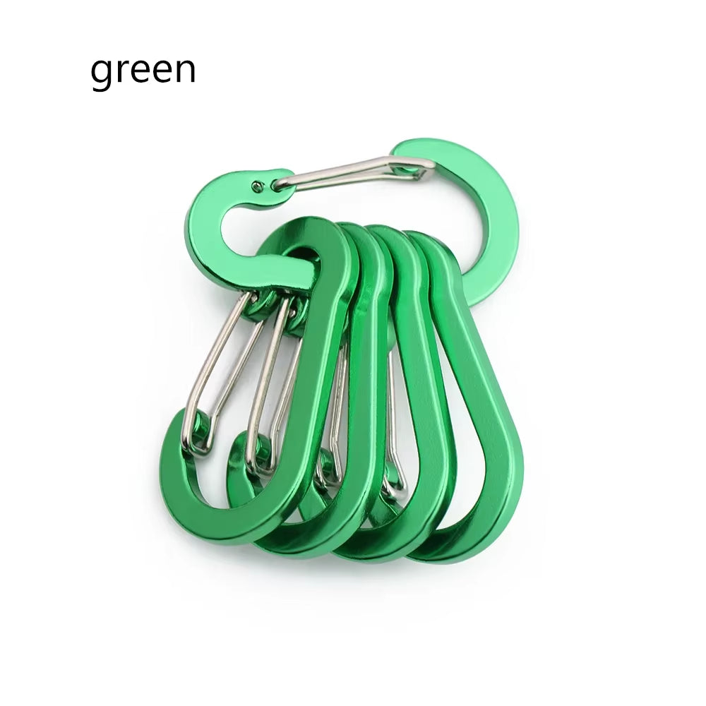 5 Pcs Keychain Lock Buckle Outdoor Tools Carabiner Backpack Camping Climbing Booms Multi-Use Fishing Hook Snap Clip