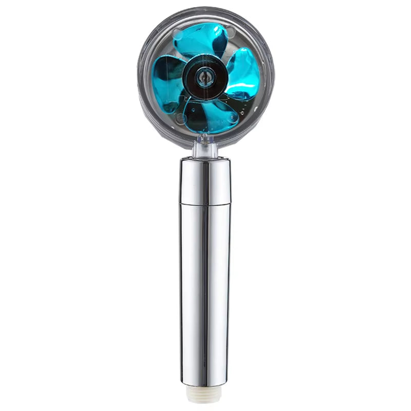 New 2021 Dropshipping Propeller Driven Shower Head with Stop Button Shower Head with Fan High Pressure Handheld Shower Nozzle