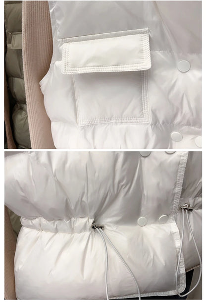 Chaleco Ultraligero de Plumas para Mujer 2025 – Chaleco Corto sin Mangas a Prueba de Viento con Relleno de Plumón de Pato Blanco