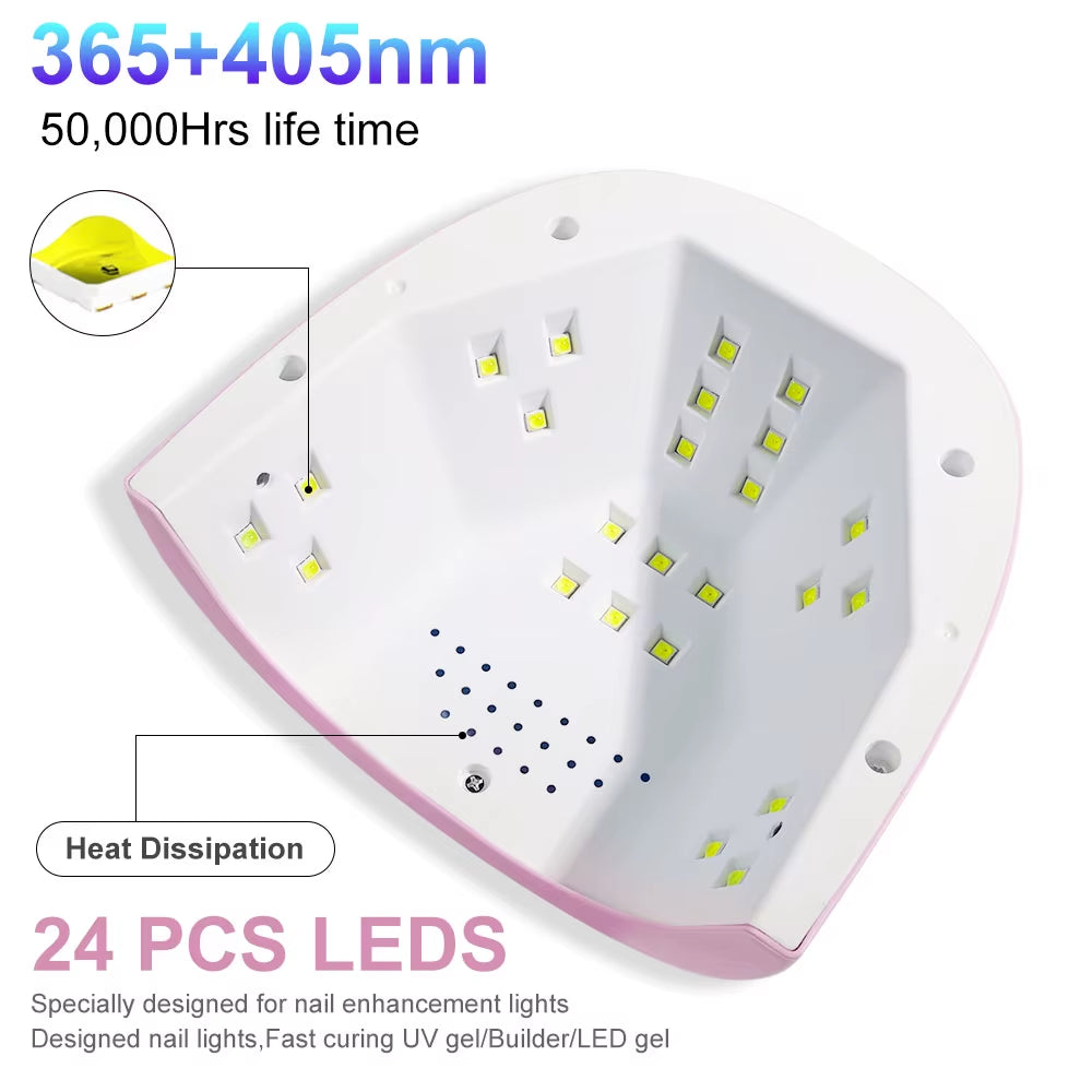 24/6 LED UV Lamp for Nails Gel Polish Drying with LED Display and Motion Sensing Professional Manicure Lamp Dryer Home Use Tool