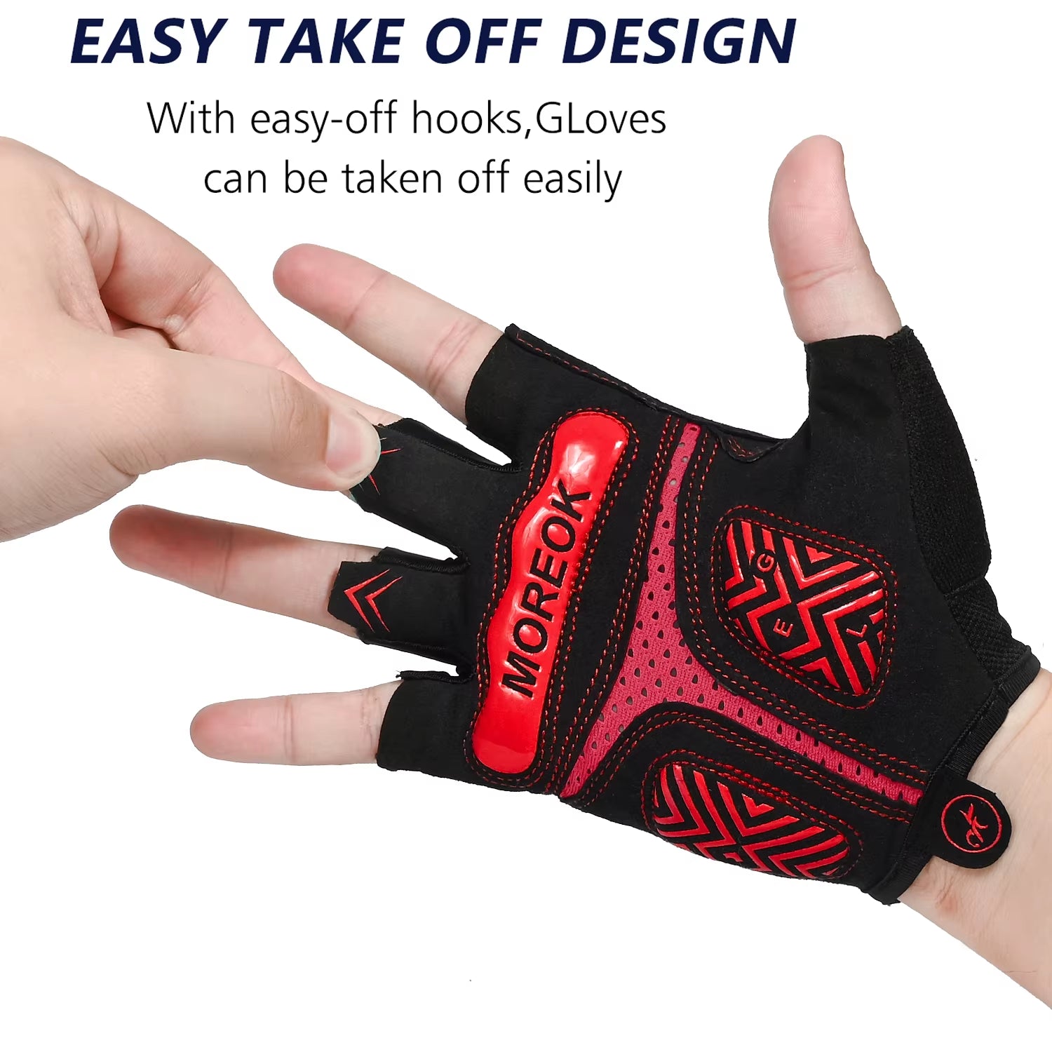 MOREOK Cycling Gloves Half Finger Bike Gloves 5MM Pads Bicycle Gloves Shock-Absorbing Mountain Bike Gloves Anti-Slip MTB Gloves