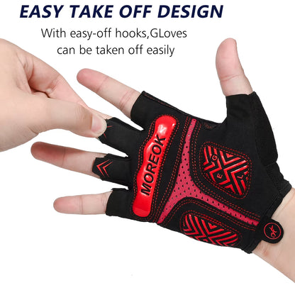 MOREOK Cycling Gloves Half Finger Bike Gloves 5MM Pads Bicycle Gloves Shock-Absorbing Mountain Bike Gloves Anti-Slip MTB Gloves