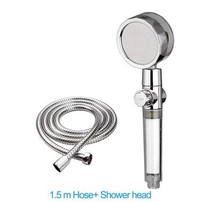 New 2021 Dropshipping Propeller Driven Shower Head with Stop Button Shower Head with Fan High Pressure Handheld Shower Nozzle
