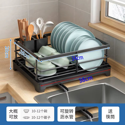 Dish Drying Rack with Drainboard Dish Storage Racks with Removable Utensil Holder and Knife Slots Dish for Kitchen Sink Drainer