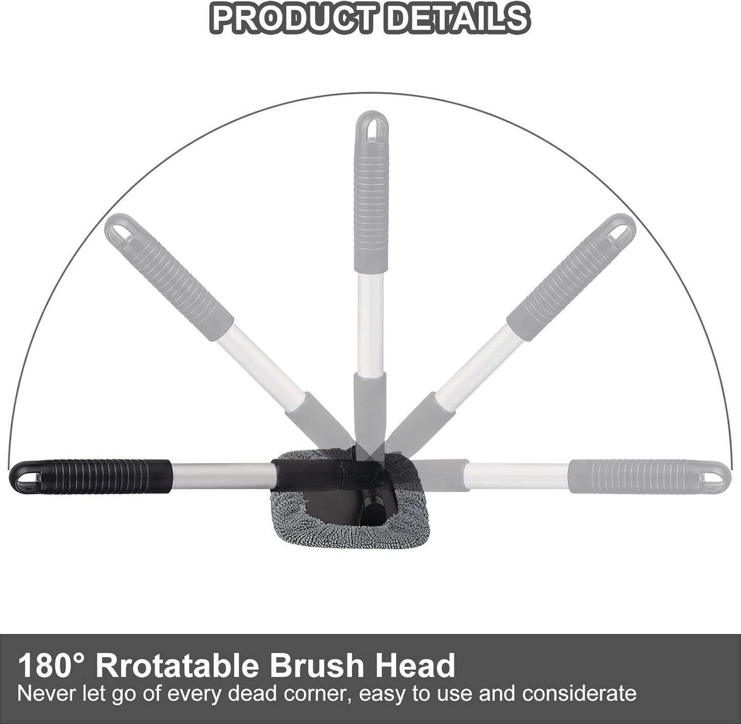 Cepillo Limpieza Coche Cepillo Lavar Coche Telescópico Extraíble, Limpieza Coche Exterior Limpiador Parabrisas Con 180 Manija Giratoria, Kit Limpieza Coche Incluye 4 Limpiar Coche Almohadillas