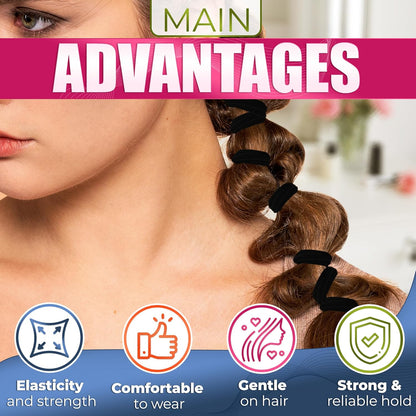 100 Pcs Soft Black Hair Ties Bulk – 1.9" Seamless Cotton Ponytail Holders, Small Black Elastic Hair Ties No Damage, Breathable & Gentle to Wear – Elasticity & Strength, Reliable & Strong Hold