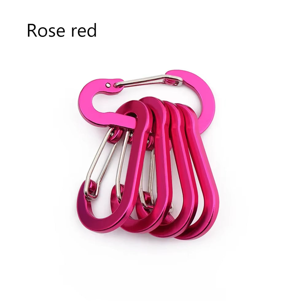5 Pcs Keychain Lock Buckle Outdoor Tools Carabiner Backpack Camping Climbing Booms Multi-Use Fishing Hook Snap Clip