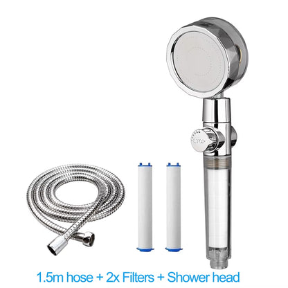 New 2021 Dropshipping Propeller Driven Shower Head with Stop Button Shower Head with Fan High Pressure Handheld Shower Nozzle