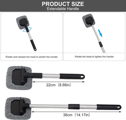 Cepillo Limpieza Coche Cepillo Lavar Coche Telescópico Extraíble, Limpieza Coche Exterior Limpiador Parabrisas Con 180 Manija Giratoria, Kit Limpieza Coche Incluye 4 Limpiar Coche Almohadillas