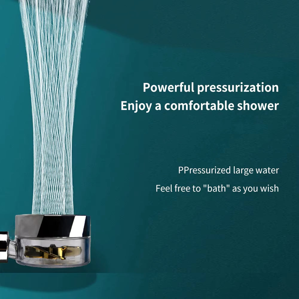 New 2021 Dropshipping Propeller Driven Shower Head with Stop Button Shower Head with Fan High Pressure Handheld Shower Nozzle