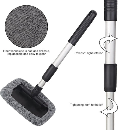 Cepillo Limpieza Coche Cepillo Lavar Coche Telescópico Extraíble, Limpieza Coche Exterior Limpiador Parabrisas Con 180 Manija Giratoria, Kit Limpieza Coche Incluye 4 Limpiar Coche Almohadillas