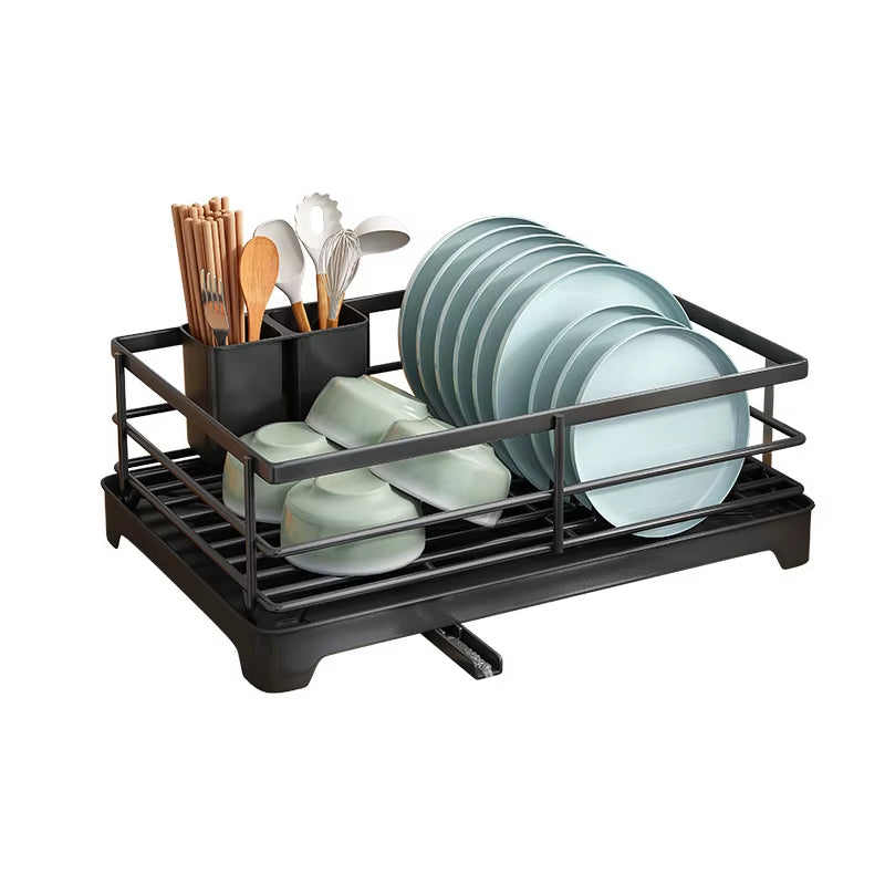 Dish Drying Rack with Drainboard Dish Storage Racks with Removable Utensil Holder and Knife Slots Dish for Kitchen Sink Drainer