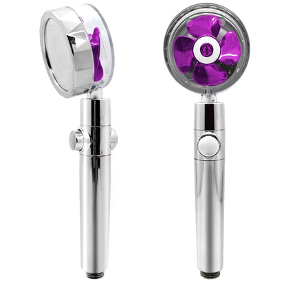 New 2021 Dropshipping Propeller Driven Shower Head with Stop Button Shower Head with Fan High Pressure Handheld Shower Nozzle